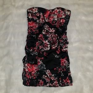 Strapless floral minidress